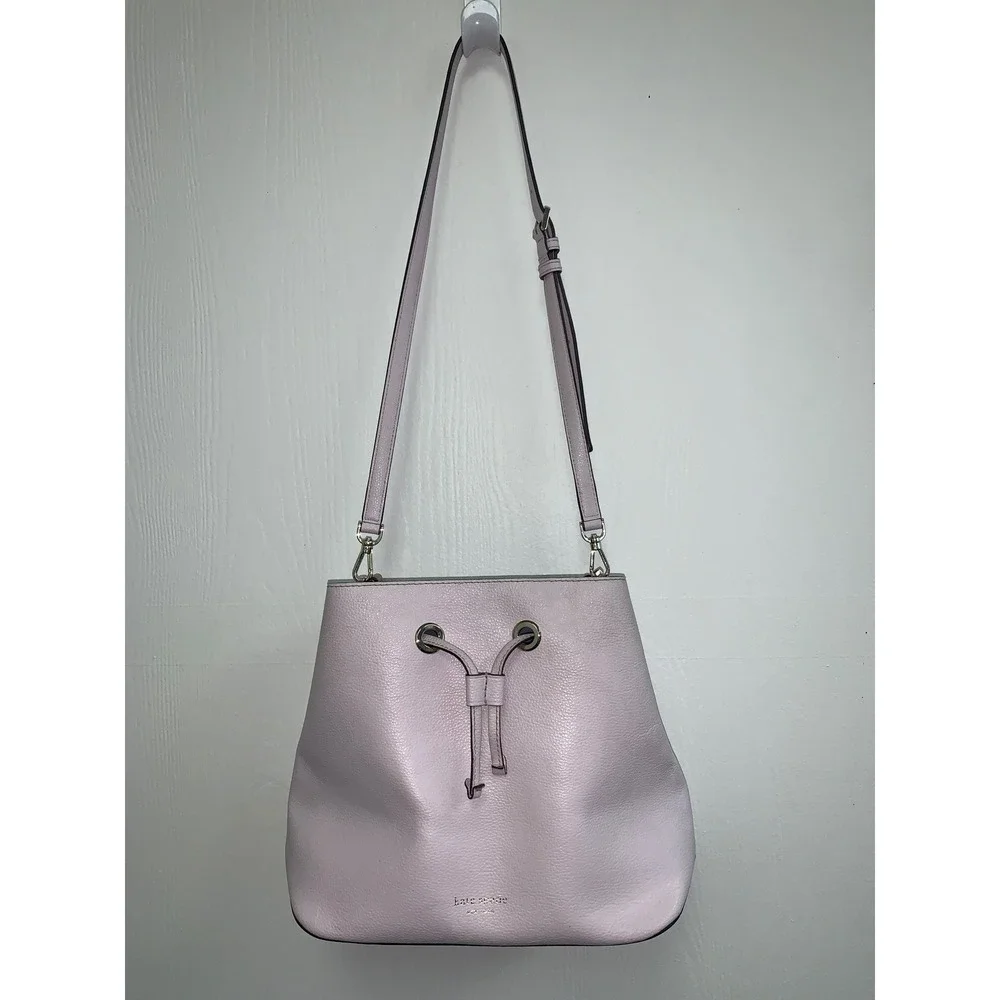 Kate Spade New York Lavender Pebbled Leather Drawstring Bucket Bag‎ Crossbody